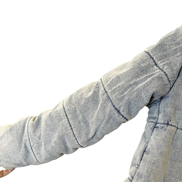 Anthropologie‎ Avec Les Fille Quilted Denim Jacket Puffer Tie Wrap Oversized S - Picture 7 of 10